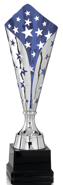 Copa plateada con motivos en azul Línea Lujo y Diseño