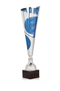 Copa plateada con motivos en azul Línea Lujo y Diseño